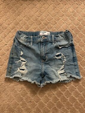 Abercrombie Kids Distressed Denim Shorts - Light Blue 13/14